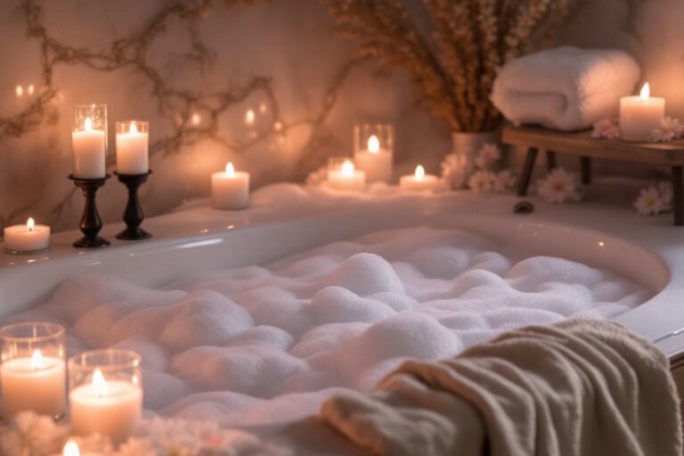 Aprenda a criar um banho relaxante no seu banheiro, transformando-o em um spa pessoal com sais, velas e a música certa para desestressar.